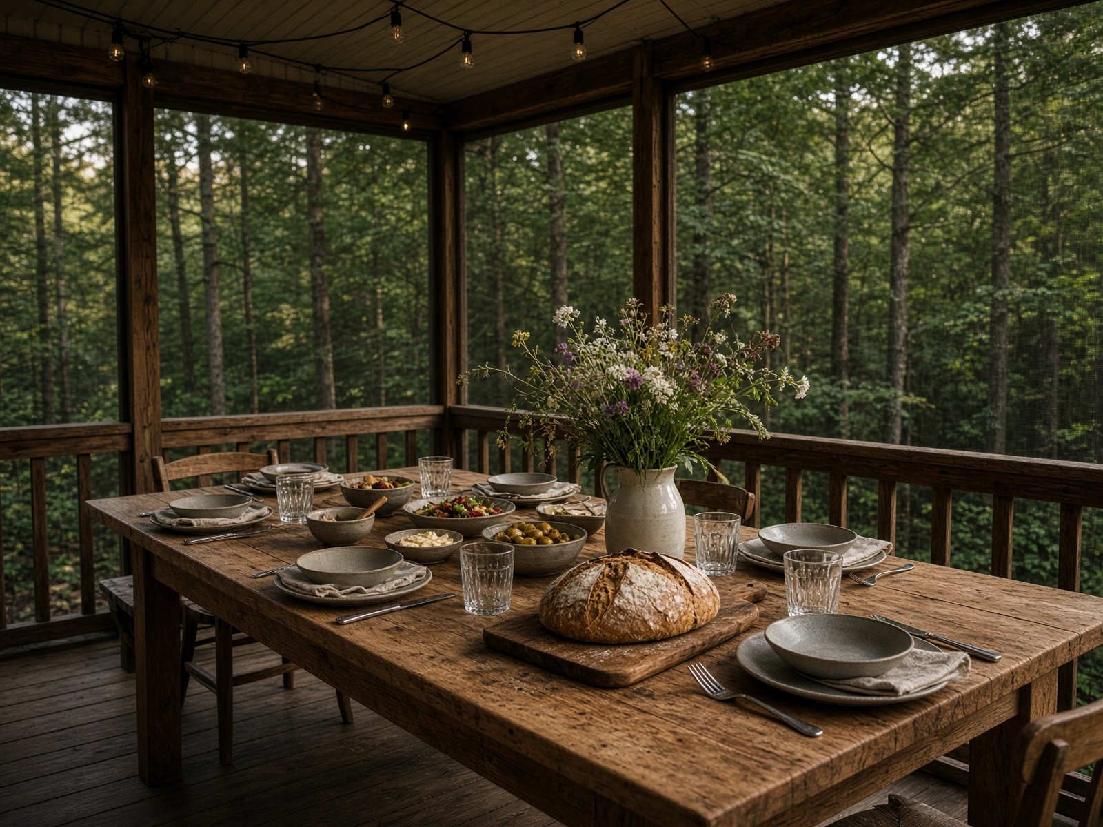 A farm table set for a family gathering